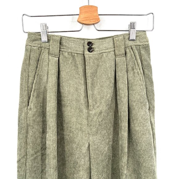 Madewell Curvy Corduroy High Rise waist Tapered Pant olive green boho neutral 00 - Picture 3 of 15